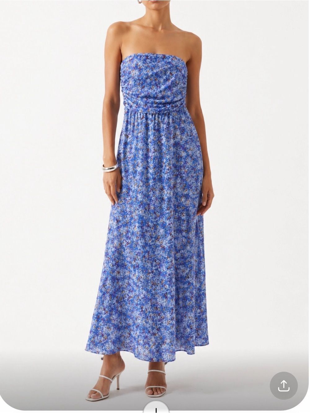 NWT J.JILL Blue Floral Strapless Maxi Dress Size Medium